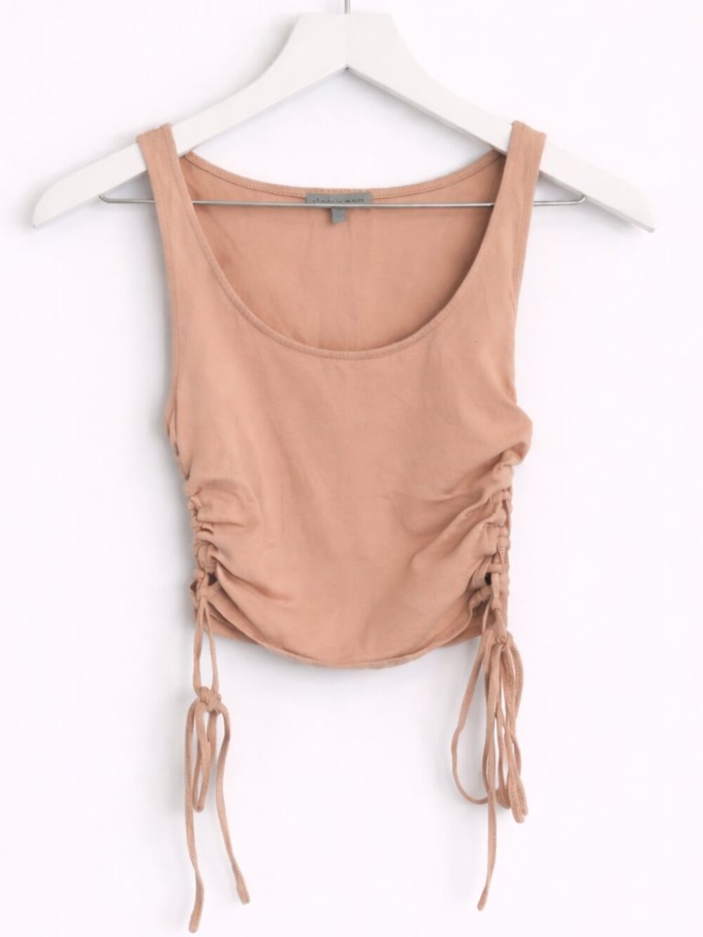 Charlotte Russe Blush Pink Ruched Tie Side Scoop Neck Tank Crop Top